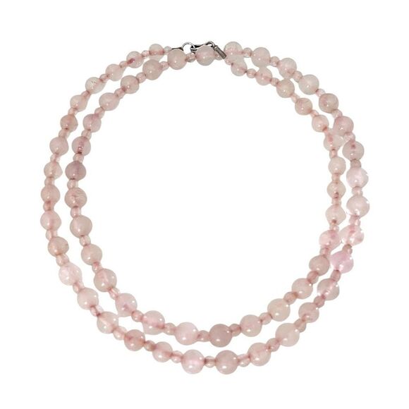 Vintage Pink Rose Quartz Beaded Necklace - Picture 1 of 6